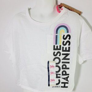 Justice Girls Glitter Tank T-Shirt Short Sleeve Pocket Front Size S (7-8) New